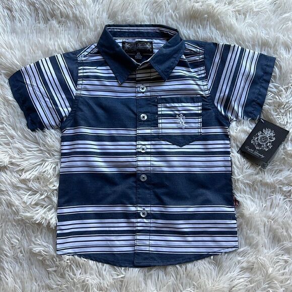 NWT English Laundry Button Down Vertical Striped Button Down Shirt Top 2T - Picture 1 of 5